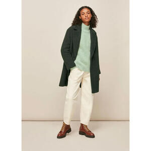 Whistles Boucle Wool Blend Double Breasted Pea Coat Oversized Jacket S Green
